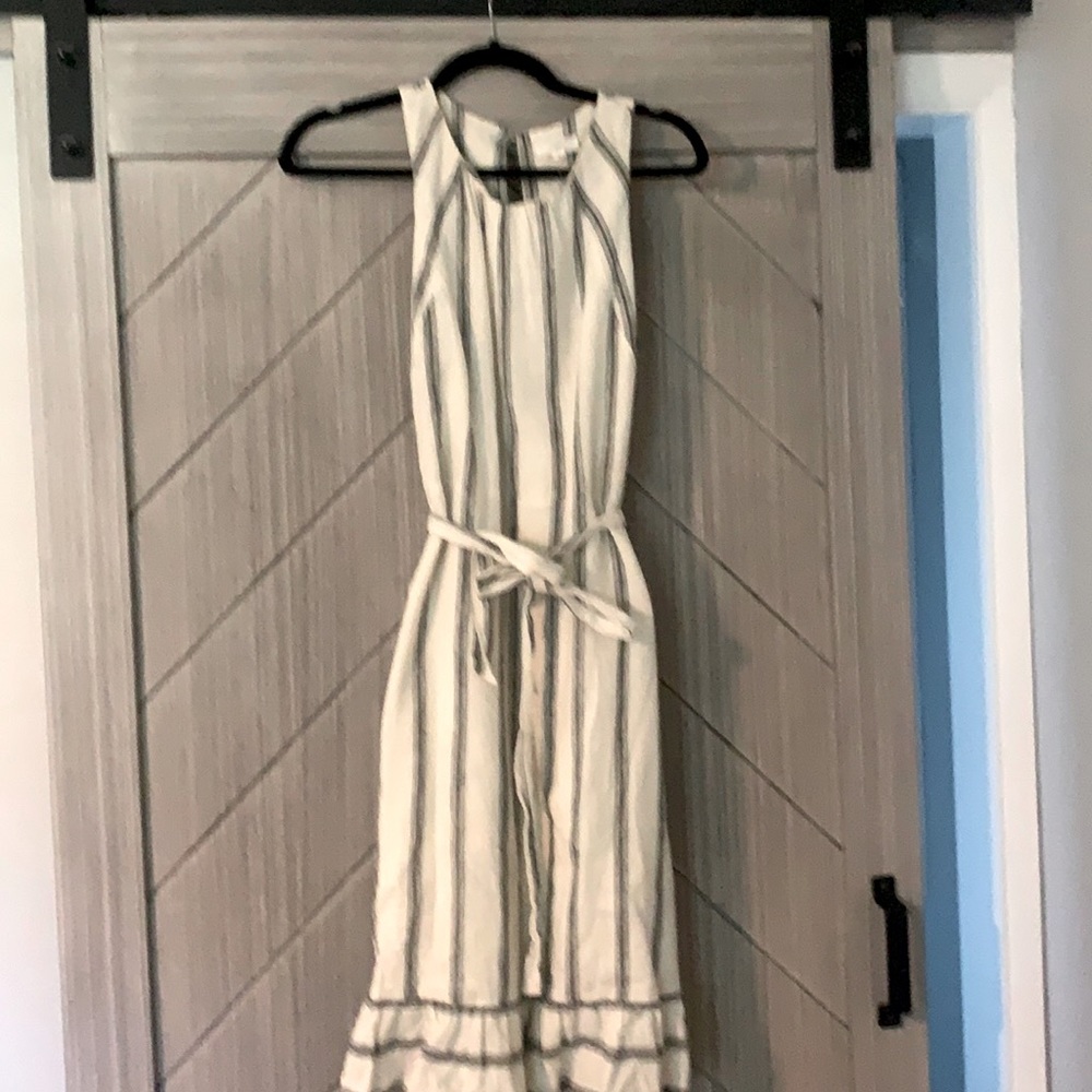 Linen cream and black sundress